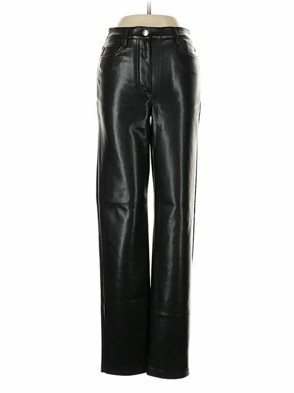Aritzia Wilfred black faux leather straight leg trousers